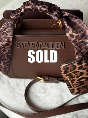 🐆 Steve Madden Brown Leopard Chocolate Bevelyn Crossbody Satchel + wallet NWT